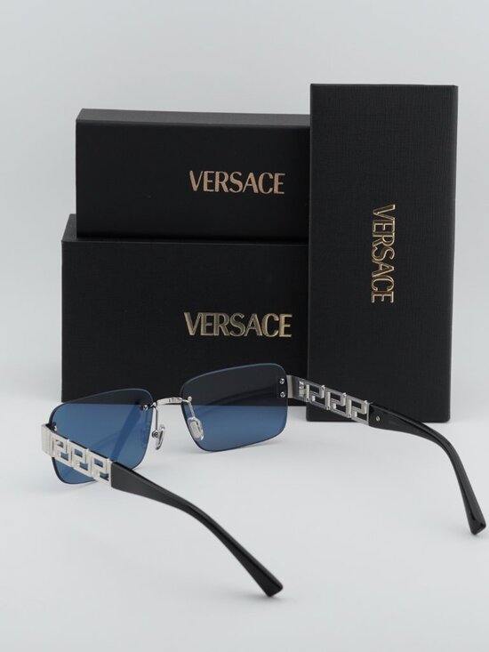 Versace VE2298 1001/80 Rectangle Sunglasses – Silver / Blue main image 7